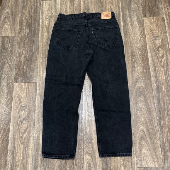 VTG Levi's 550 Jeans Men's 38x32 Black Relaxed Fit Stretch Denim Red Tab Y2K 00s - Picture 3 of 11